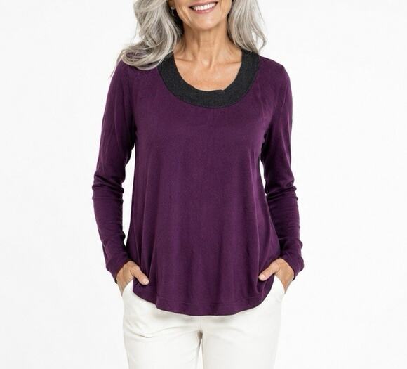 Akris Tops - Akris Punto 100% Wool Purple Pullover Lightweight Blouse Minimalist Capsule Sz 8